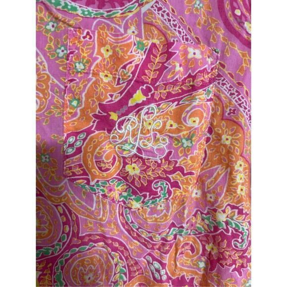 Lauren Ralph Lauren Monogramed Pink Paisley Button Shirt Small (S) - Picture 3 of 5
